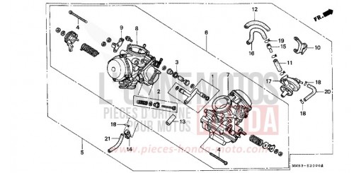 CARBURETOR (ASSY.) VT1100CR de 1994